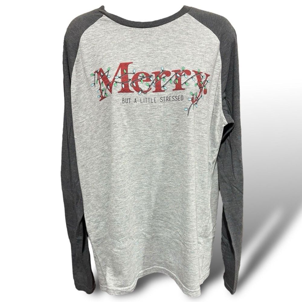 Long Sleeved Shirt - UCS - "Merry but a little stressed" - Gray - Women's Large